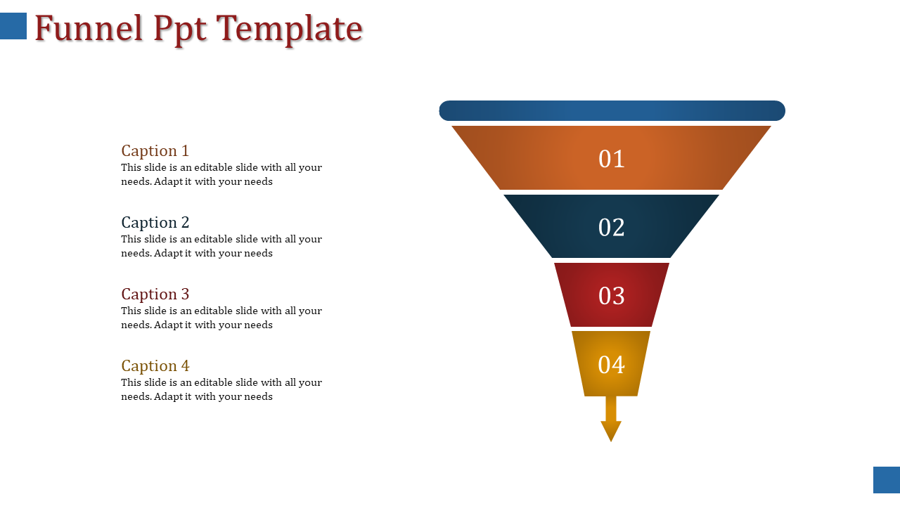 Editable Funnel PPT Template In Multicolor Slide Design
